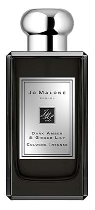 A bottle of Jo Malone Dark Amber & Ginger Lily.