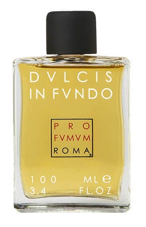 A bottle of Profumum Roma Dulcis in Fundo.